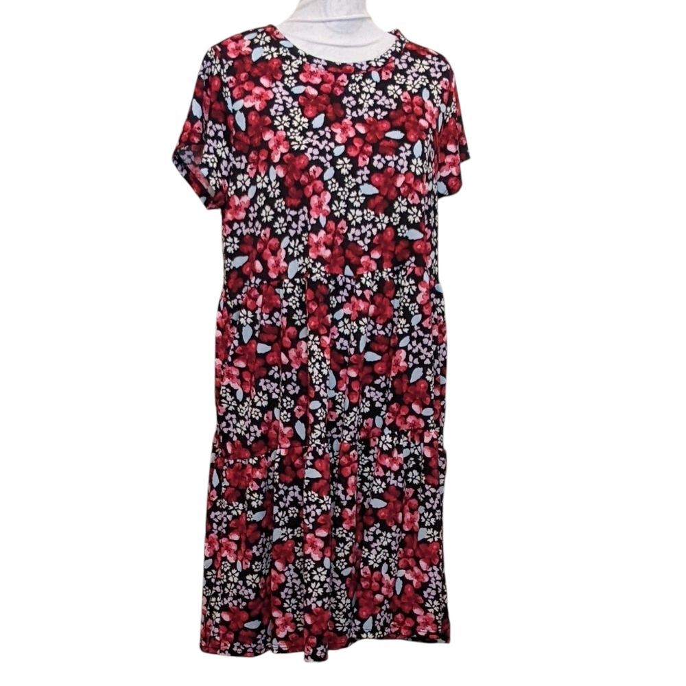 Summer Midi Dress Floral Flowy Loose Stretchy Everyday Oversized Medium